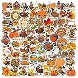 100PCS FallPack, Thanksgiving Turkey Pumpkin for Kids, Autumn Waterproof Vinyl Gift Stickers for Water Bottles, Cards, Scrapbooking, Harvest Party Favorites