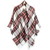 OCT17 Plaid Scarfs for Women Pashmina Tartan Wrap Large Warm Blanket Soft Shawl Checked Winter Fall Scarfs Scarves for Woman - Xmas