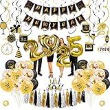 New Years Eve Party Supplies 2025 - New Years Party Decorations Pack Including Balloons, Hanging Swirls, Blowouts, Tissues Tassels Garland, Party Favors and Happy New Year Banner