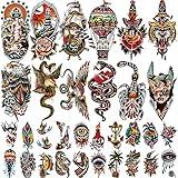 77 Sheets Temporary Tattoo for Women and Men, 17 Sheets Half Arm Chest Shoulder Fake Tattoos, 60 sheets Tiny for Adults Vintage Multi Colored Mixed Style Waterproof Realistic Tattoos Long-Lasting