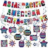 Affrolling 35 Pcs Asian American and Pacific Islander Heritage Month Banner AAPI Hanging Swirls Party Favors Asian American and Pacific Islander Holiday Celebrating Events for Party Supplies