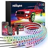 Nilight 6Pcs Car Underglow Neon Accent Strip Lights 300 LEDs Multi Color RGB-IC DIY Sound Active Function Music Mode with APP Control and Remote Control Underbody Light Strips