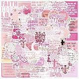 100 Pcs Bible Verse Stickers Pink Christian Stickers for Adults Women Girls Faith Bible Religious Vinyl Waterproof Stickes for Water Bottles Laptops Phone Luggage Guitar