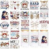CRASHOT Baseball UV DTF Cup Wraps - 20 Sheet Sport UV DTF Transfer Stickers, Leopard & Bow UVDTF Cup Wraps for Glass, Waterproof Transfer Sticker, Women's Sports Gifts