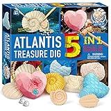 XXTOYS Atlantis Gemstones Dig Kit Pearls Excavation Kits Fossils Digging Kit Break Open 5 Mermaid Treasure Bricks Great Gift for Kids Party Archaeology Paleontology Educational Science