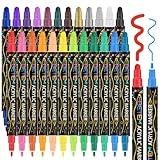 Betem 24 Colors Dual Tip Acrylic Paint Pens Markers, Premium Acrylic Paint Pens for Wood, Canvas, Stone, Rock Painting, Glass, Ceramic Surfaces, DIY Crafts Making Art Supplies