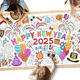 Giant Coloring Poster for Classroom Wall - Versatile 31.5 x 72 Inches Happy New Year Activity Poster/Table Cover, School Parties, Happy New Year Party and Special Events Decoration