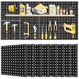 ROTESONNE Pegboard Panels 8 Packs Metal Black, Heavy Duty Steel Peg Boards Wall Tool Organizer with Screw for Garage, Tool Storage, Office Organization, Craft Room, Kitchen