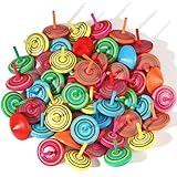 Aoriher Wood Spinning Tops for Kids, Colorful Wooden Gyroscopes Toy, Educational Kindergarten Toys, Rainbow Spin Tops for Games Party Favors Birthday Gifts(24 Pieces)