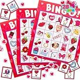 JOYIN 28 Players Valentine's Day Bingo Set, Bingo Game Cards for Kids Party Card Games, School Classroom Games, Valentine Party Supplies, Family Activity