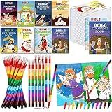 Fulmoon 144 Pcs Christmas Christian Mini Coloring Books for Kids with Crayons Bible Coloring Books Small Religious Drawing Book Bulk for Christmas Gift Party Favors Holiday Goodie Bag Filler