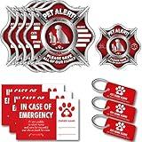 Pet Alert Static Clings, key tags, wallet wards - FIRE SAFETY ALERT and RESCUE (10 PACK) - Save your pets encase of emergency or danger pets in home for windows, doors sign (10 Pack, SILVER - Fireman)