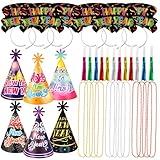 HOWAF New Years Eve Party Supplies 2025, Pack of 36 Happy New Year 2025 Party Kit, Happy New Year Headband New Years Eve Party Hats Cone Hats New Years Noisemaker Bead Necklaces for NYE Party Favors