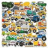 50 PCS Transportation Vehicle Truck Stickers for Boys,Party Favor and Supplies Vinyl Engineering Vehicle Stickers Construction Truck,Mixer Truck,Tractor,Excavator,Tipper Truck,Excavator (vehicleA)