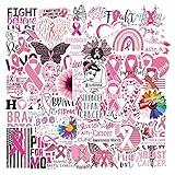 50PCS Breast Cancer Awareness Stickers,Pink Ribbon Stickers,Caring for Women's Health Waterproof Vinyl Stickers Decals for Laptop Bike Gifts for The People Care About Women (Breast Cancer)