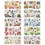 Whaline 10 Sheets All Holiday Rub On Transfer for Crafts Valentines Christmas Winter Rub On Transfer Stickers Farmhouse Furniture Decals for Xmas Party DIY Crafts, 5.9 x 11.8 Inch