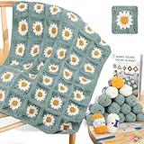 Coopay Crochet Kit Beginners for Blanket, Granny Squares Crochet Blanket Kit with Instructions & Enough Yarn, Complete Crochet Starter Kit Easy Learn to Crochet Blanket Kit for Beginners Adults