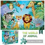 Jumbo Floor Puzzle for Kids Animal Jigsaw Large Puzzles 48 Piece Ages 3-6 for Toddler Children Learning Preschool Educational Development Toys 4-8 Years Old Birthday Gift for Boys and Girls