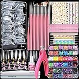 Teenitor Acrylic Fake Nails Kit, Press On Nail Supplies with Clear Coffin Nail Tips Nail Stand Nail Art Brushes Dotting Pen Glitter Sequins Sticker Rhinestones Nail Decorations Press On Nails Kit