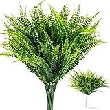 MAQIHAN 6 PCS Fake Fern - Artificial Ferns for Outdoors Faux Ferns for Outdoor Planter Large Outdoor Patio Decor Boston Fern Artificial Plants Faux Greenery Outdoor Porch Decor