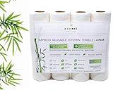 ecozoi Reusable Bamboo Paper Towels - 4 Pack | Rayon derived from Bamboo |Equivalent to 80 Regular Rolls | Sustainable Eco Friendly Kitchen Paper Rolls | 50 Times More Usage Than Regular Paper Rolls