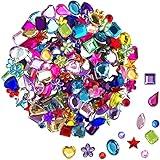 JPSOR 600pcs Gems Jewels for Crafts, Acrylic Flatback Rhinestones for Halloween Pirate Party Decorations, Crafting Embellishments Gemstone (6 Shapes, 6-13mm)