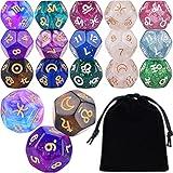 Amiven 6 Sets Astrology Dice, Signs Planets Numbers 12-Sided Dice Divination Tool