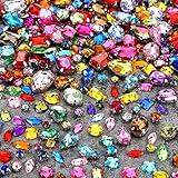 WILLBOND 320 Pieces Sew on Rhinestone Glass Crystals Acrylic Gems with Hole Silver Prong Setting Flatback Claw Mix Shape Mix Size for DIY Crafts Dress Clothes Shoes Bag Decorations