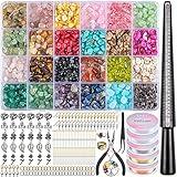 1760PCS Jewelry Making Kit 24 Colors Crystals Beads for Ring Making Kits with Gemstone Chip Beads Jewelry Wire Pliers and Other Jewelry Making Supplies for Adults to DIY Necklace Bracelet and Earrings