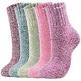 Clothclose 5 Pairs Wool Socks, Winter Wool Socks for Women, Crew Socks Boot Socks for Women