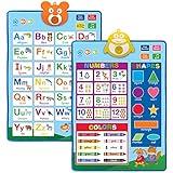 Global Printed Products Electronic Interactive Educational Wall Chart Posters for Kids, Toddlers - Learn ABCs, Colors, Shapes, Numbers, Music (Pack of 2)