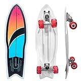 Surfskate Kids Skateboard Surf Skate Trucks for Kids Front Caster Wheel Rotates Easily for Children Great Pumping Power Heavy Duty Trucks in Rear Graphics on Grip Tape 31” Long X 9” Wide