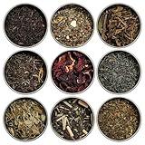 Heavenly Tea Leaves Organic 9 Flavor Variety Pack | Loose Leaf Tea Sampler (Approximately 90 Cups) | Premium Gift Set Assortment of Green, Herbal, Black & White Teas | Hot or Iced, High to No Caffeine