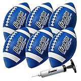 Franklin Sports Grip-Rite 100 - Kids Junior Size Rubber Footballs - 6 Pack with Pump - Blue/White