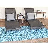 Stylish Camping 255083 5-feet by 8-feet Reversible Mat, Plastic Straw Rug, Large Floor Mat for Outdoors, RV, Patio, Backyard, Picnic, Beach, Camping - Leaf Mat (Turquoise/White)