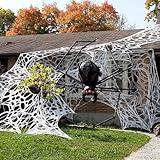 JOYSELLER Spider Web Halloween Decorations Outdoor, Stretchy 450 sqft Halloween Spider Web, Cut-Your-Own Flexible Spider Webbing for Haunted House, Porch, Yard & Party (Spiders Not Included)