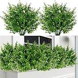 Sggvecsy Artificial Flowers for Outdoors 12 Bundles UV Resistant Boxwood Shrubs Artificial Eucalyptus Fake Plants Faux Plastic Greenery for Farmhouse Garden Indoor Outdoor Home Wedding Decoration