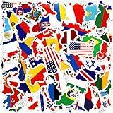 Chinco 100 Pcs World Country Flag Stickers Vinyl Map Waterproof Small Travel Around The World Stickers Decals Bulk for Luggage Laptop Suitcase