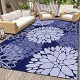 LuxStep Outdoor Rug Waterproof Outdoor Plastic Straw Rug Reversible Patio Rug Mat Outdoor Decor Large Area Mats for RV, Picnic, Backyard, Deck, Balcony, Porch, Beach, Camping, 5' x 8' Blue