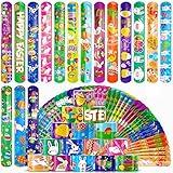 Easter Slap Bracelets 48Pcs Easter Party Favors for Kids Easter Basket Stuffers Easter Bracelets Easter Egg filler Toys Party Supplies Easter Gifts for Class Kids Goodie Bag Fillers Easter Hunt Games