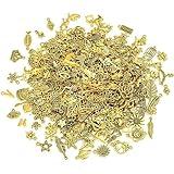 400 Pcs Wholesale Bulk Lots Jewelry Making Charms - Tiny Assorted Mixed Tibetan Anti-gold Metal Charms for Necklace, Bracelet Making