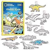 NATIONAL GEOGRAPHIC Kids Stained Glass Kit - Glow in the Dark Dinosaur Toys, Kids Arts and Crafts Set, Window Sun Catchers, Kids Activities, Kids Crafts Ages 4-8, Window Art Craft Kit, Suncatcher Kit