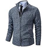 Msmsse Men's Knitted Cardigan Sweaters Jacket Full Zip Sweater Coat Blue Grey US 2XL