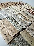 10 Fat Quarters - American Civil War (Creams, Neutrals, Light Colors ONLY) 1800's Historical Reproduction Quality Quilters Cotton Fabrics FQs Fat Quarter Bundle