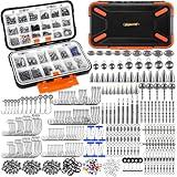 PLUSINNO 264/397pcs Fishing Accessories Kit, Organized Fishing Tackle Box with Tackle Included, Fishing Hooks, Fishing Weights Sinkers, Swivels, Beads, Fishing Gear Set Equipment for Bass Trout