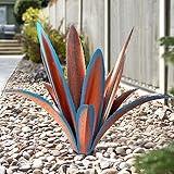 Enlarge thickened Wind Resistant Metal Agave Garden Art Metal Plant Country Garden Sculpture Statue Outdoor decoration Agave Metal Plant Courtyard Garden Lawn Ornament Gift (1, 12 Leaves blue)