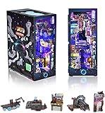 STRUCWOOD Cyberpunk Book Nook,DIY Dollhouse Bookshelf Insert Decor,3D Wooden Puzzles with LED Light,Miniature House Kit,Birthday for Adults Teens- Endless Dimensions(SQ-18)