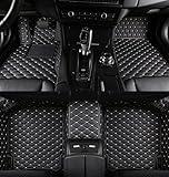 SARAHS Custom Leather Car Floor Mats for 99% Sedan Truck SUV Sports，Multi Color Diamond Dhaped Full Coverage Automotive Floor Mats,Car Accessories (Black Beige)