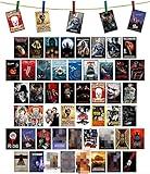 Classic Horror Movie Poster 50 PCS Wall Collage Kit Movie Poster Aesthetic Pictures Collage Small Posters Home Dorm Bedroom Wall Decor for Teens and Young Adults 4 X 6 Inch