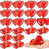 Woanger 48 Pcs Valentines Day Filled Heart Box Gifts for Kids Include 12 Smile Face Heart Stress Balls with Cards and 12 Heart Shape Boxes for Classroom Exchange Gifts School Game Prize(Red)